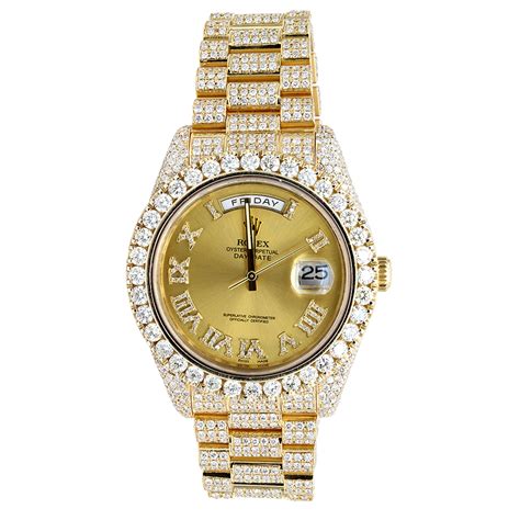 rolex day date gold iced out|iced out Rolex bezel.